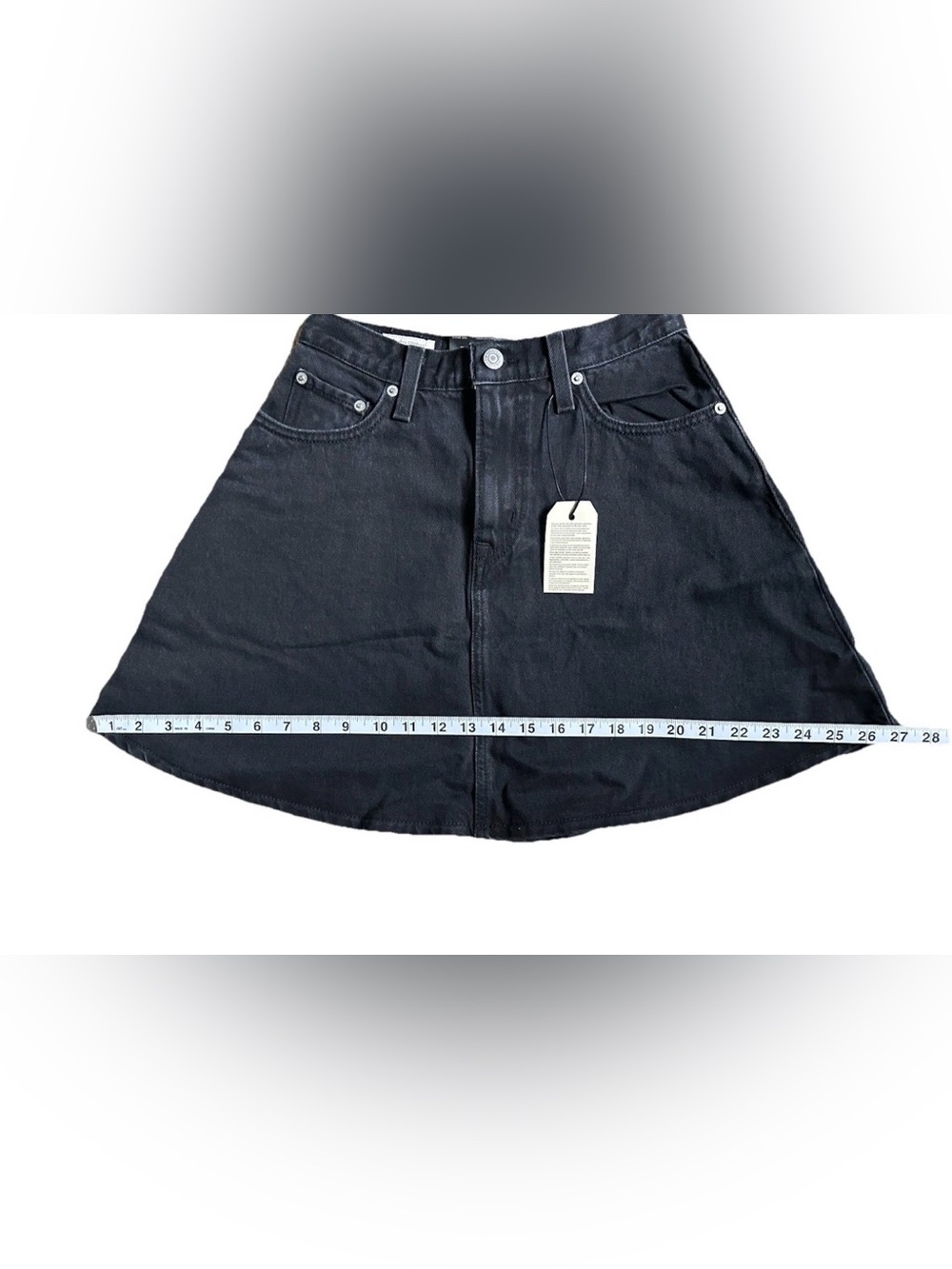 Levi’s Premium A-Line Mini Flounce Skirt Black Size 25 Denim A87250003 NWT - Picture 9 of 9
